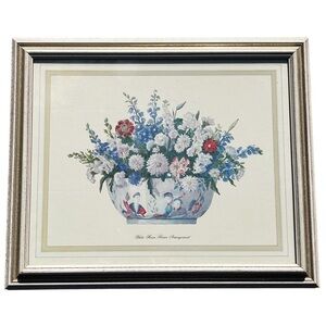 Jackie O. White House Flower Arrangement Framed Franklin Picture w/ Glass 1973